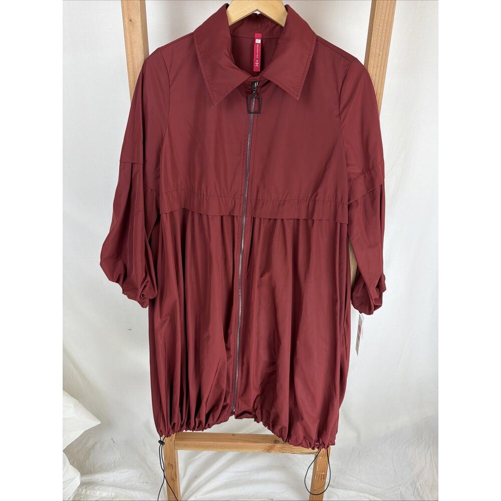 NWT IC Collection Red Zip Up Drawstring Hem Bubble Coat #0965 Size L USA